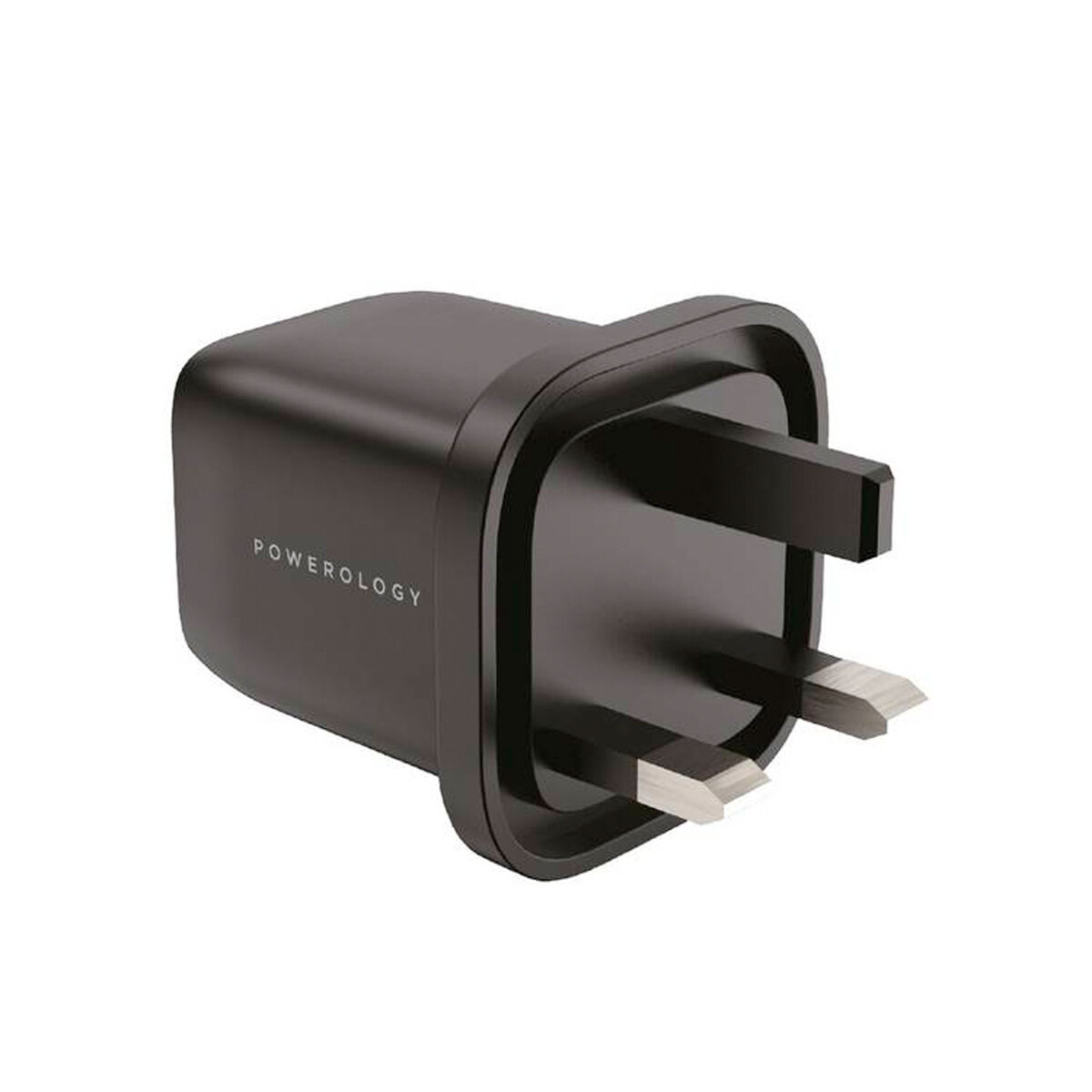 Powerology Ultra-Quick 32W GaN Charger 20W Power Delivery & Includes 1.2m/4Ft USB-C to Lightning Cable, Black