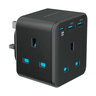Powerology 3-Outlet Wall Socket With Fast Charging USB, Black