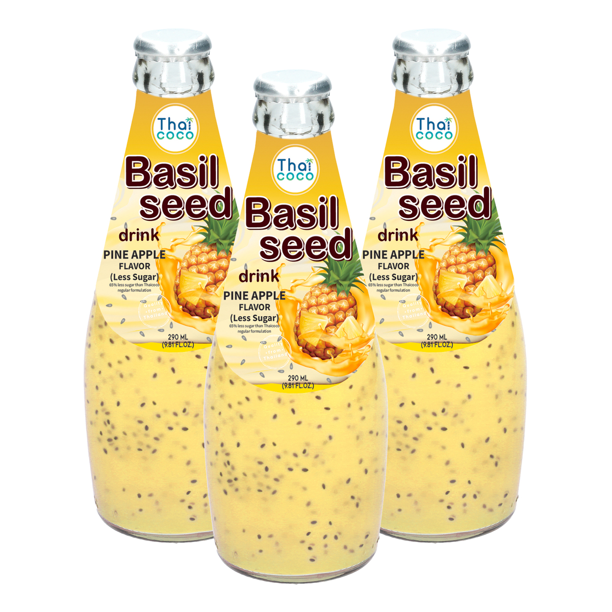Thai Coco Basil Seed Drink With Pineapple Flavour Value Pack 3 x 290ml