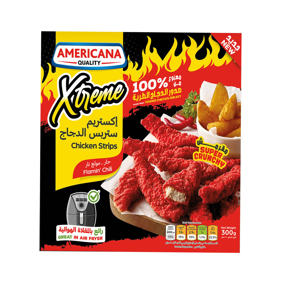 Americana Xtreme Flamin Chili Chicken Strips 300g