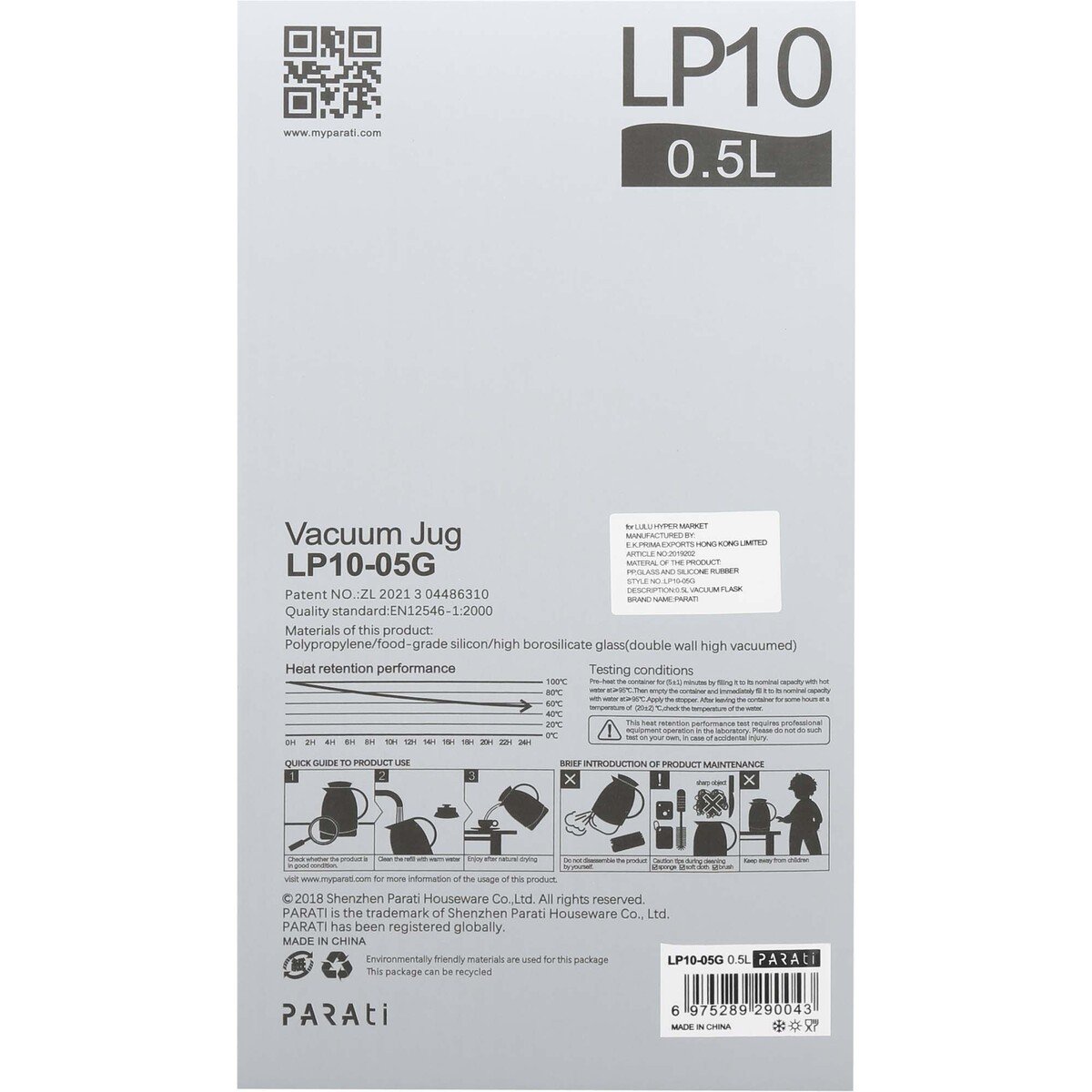 Parati Vacuum Flask Plain 0.5Lir LP10-05GPLN