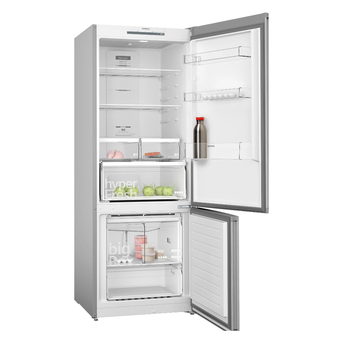 Siemens 485 Liter Free Standing Bottom Freezer Refrigerator, Inox-look, KG55NVL20M