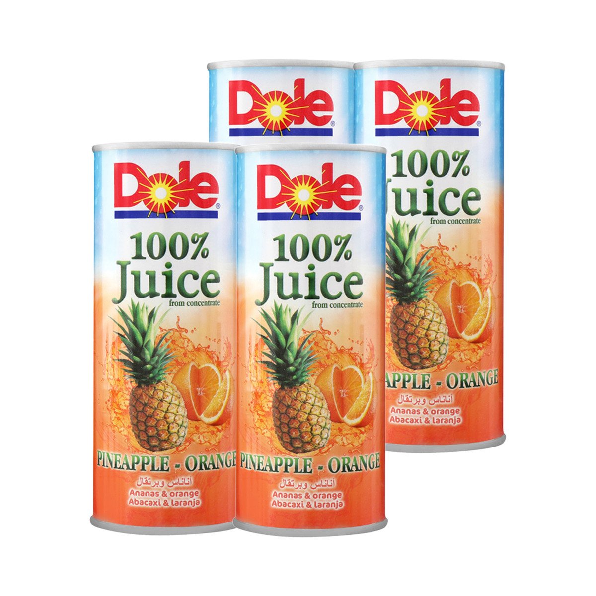 Dole Pineapple- Orange Juice Value Pack 4 x 250 ml