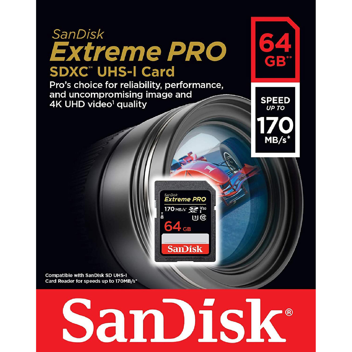 سانديسك اكستريم برو بطاقة ذاكرة SDXC SDXXY سعة 64 جيجابايت