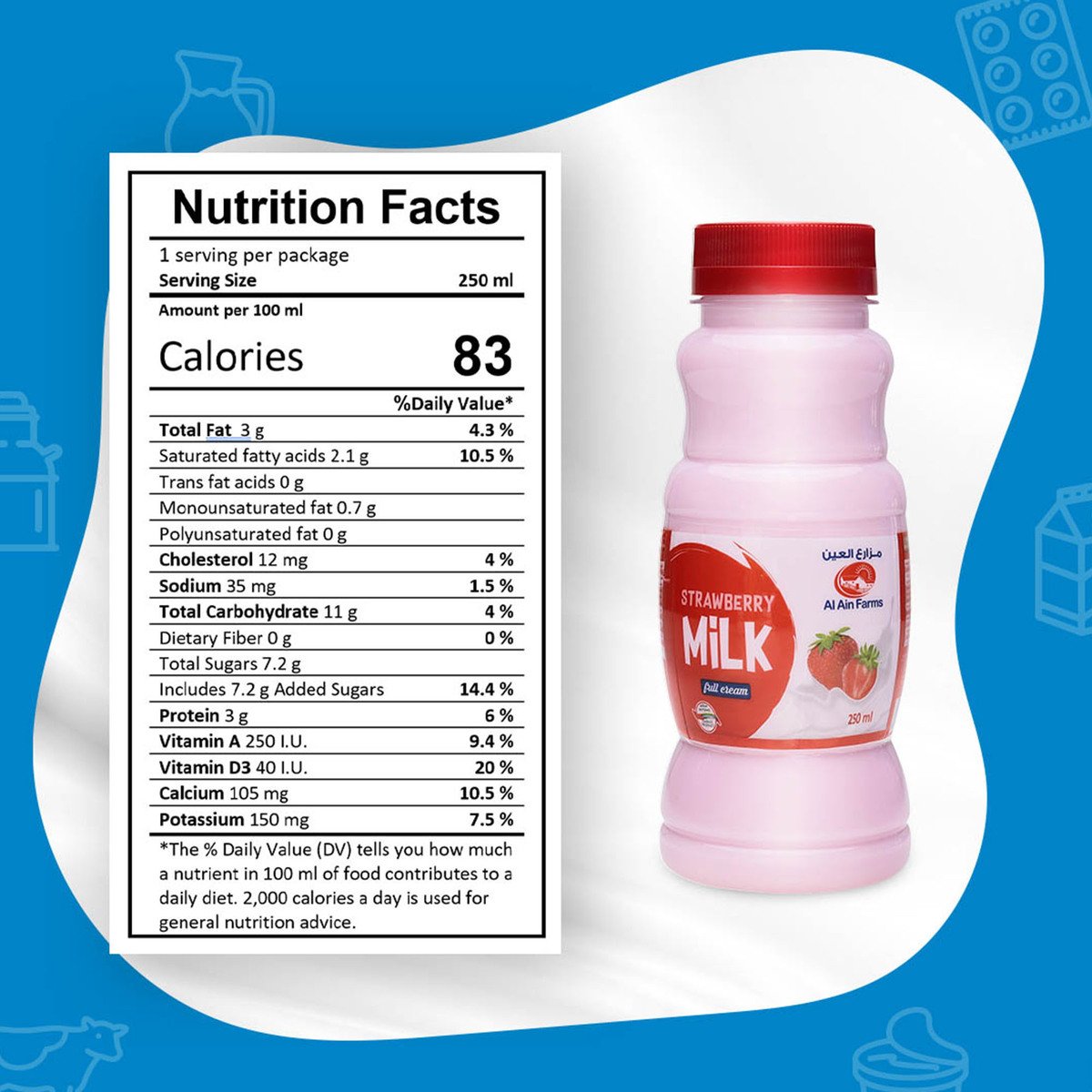 Al Ain Fresh Milk Strawberry 250 ml