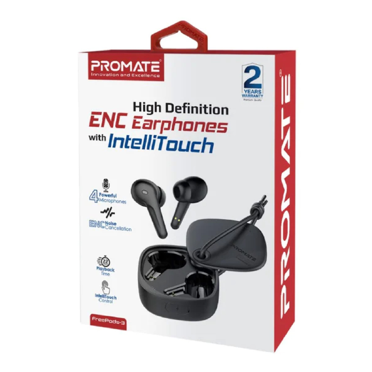 Promate High Definition ENC Earphones With IntelliTouch FreePods-3 Assorted Color