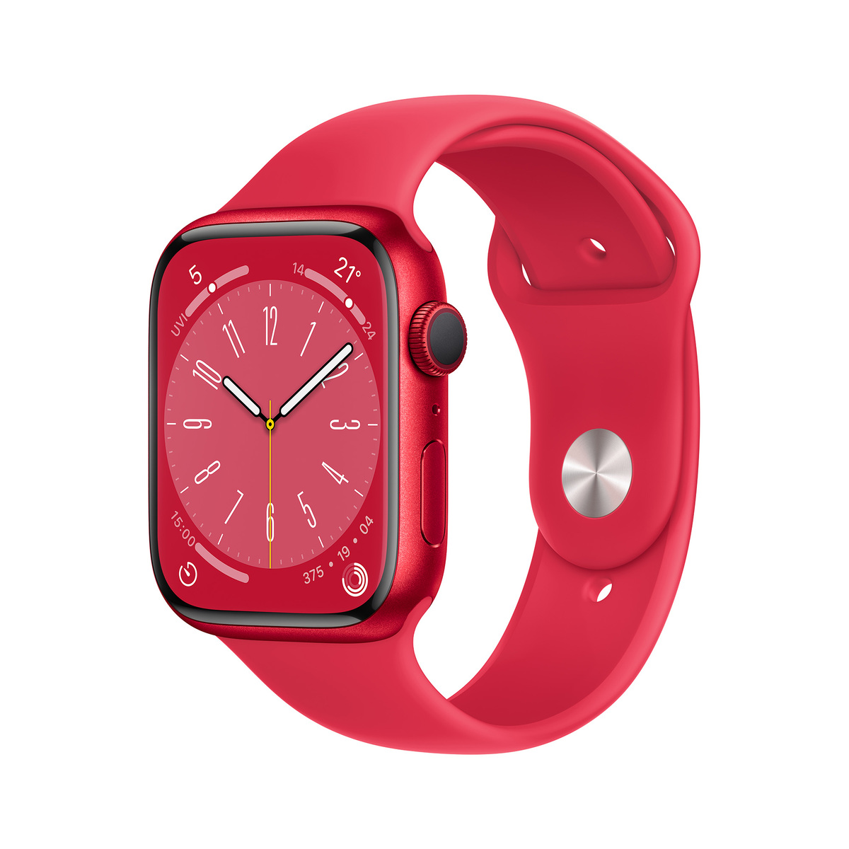 Apple Watch Series 8 GPS, Aluminium Case with (PRODUCT) Red Sport Band,41 mm,MNP73AE