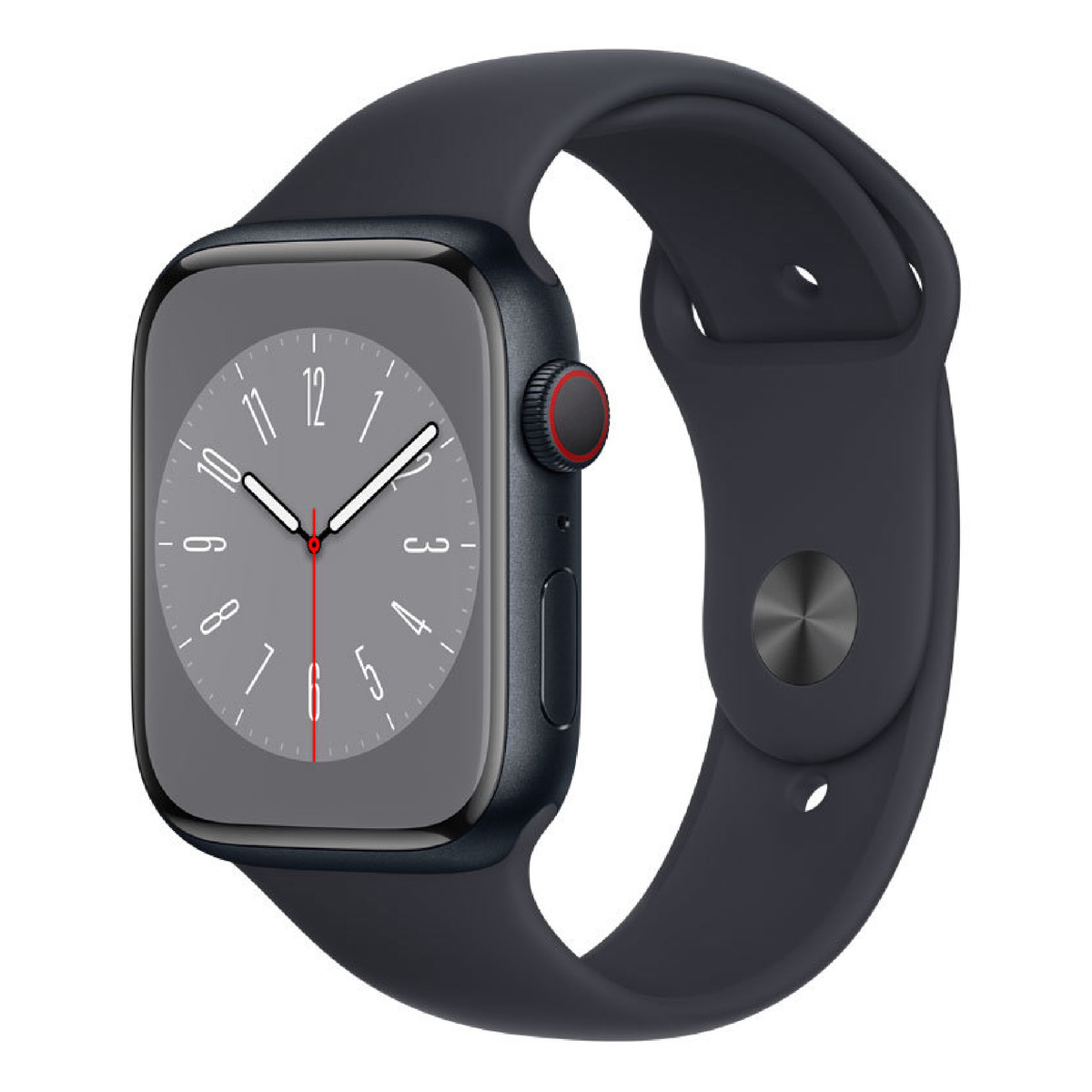 Apple Watch Series 8 GPS + Cellular Midnight Aluminum Case with Midnight Sport Band, 45mm, MNK43