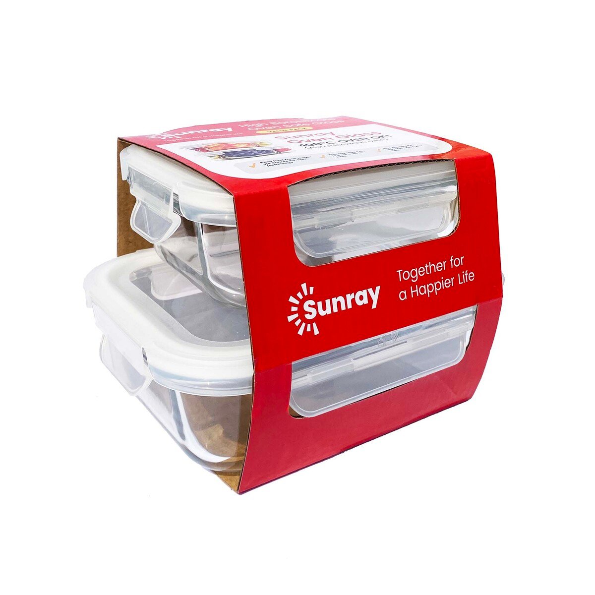Sunray Borosilicate Glass Food Container 2pcs HS201RC