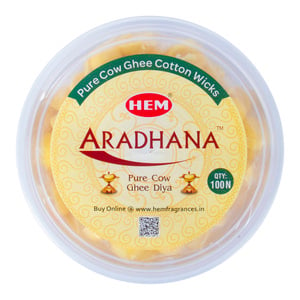 Hem Aradhana Pure Cow Ghee Cotton Wicks For Diya, 100 Pcs