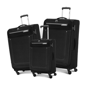 أميريكان توريستر جاكسون طقم حقائب سفر مرنة 4 عجلات 3 حبات (57 سم + 70 سم + 80 سم) أسود