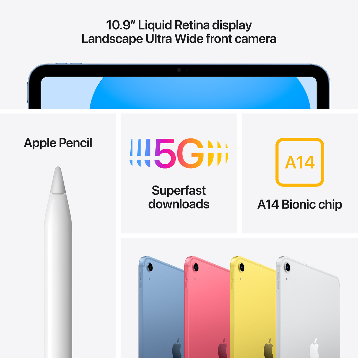 Apple 10.9-inch iPad, Wi-Fi + Cellular, 64 GB, Blue