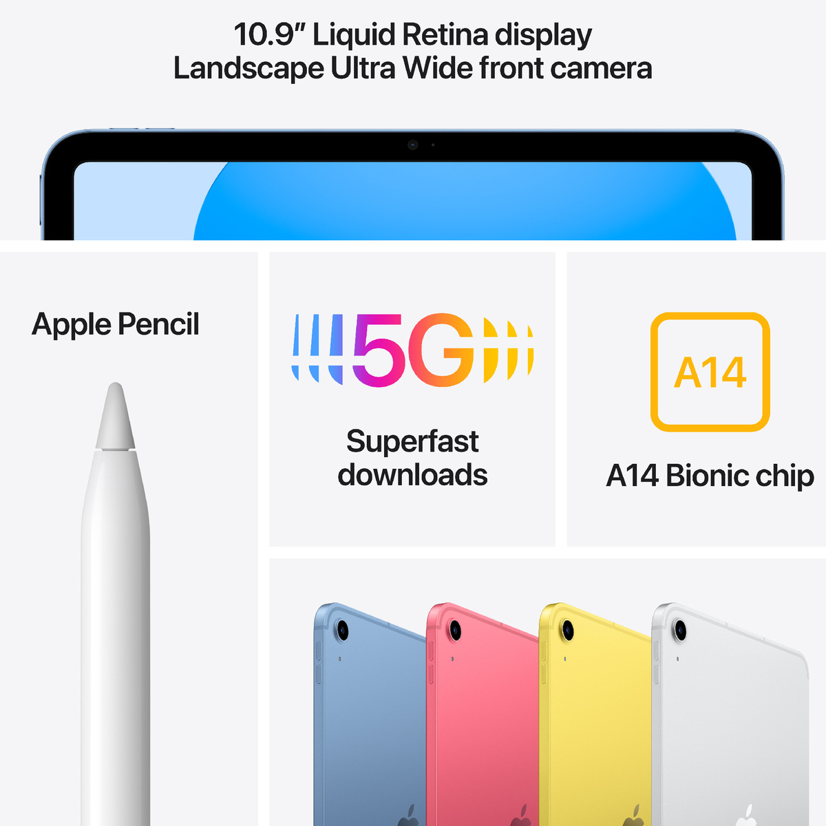 Apple 10.9-inch iPad, Wi-Fi + Cellular, 64 GB, Yellow