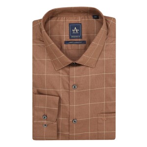 Arrow Men's Regular fit Long Sleeve Formal Woven Shirt, ARAESH0122, Brown, 44