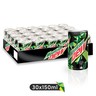Mountain Dew Carbonated Soft Drink Mini Cans 30 x 150 ml