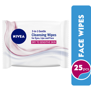Nivea Face Wipes Gentle Cleansing Dry to Sensitive Skin, 25 pcs