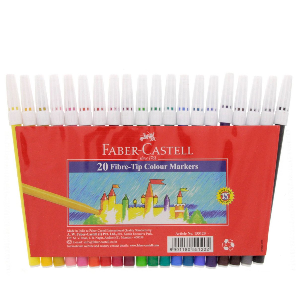 Faber-Castell Fibre Tip Color Pens 20 Pieces