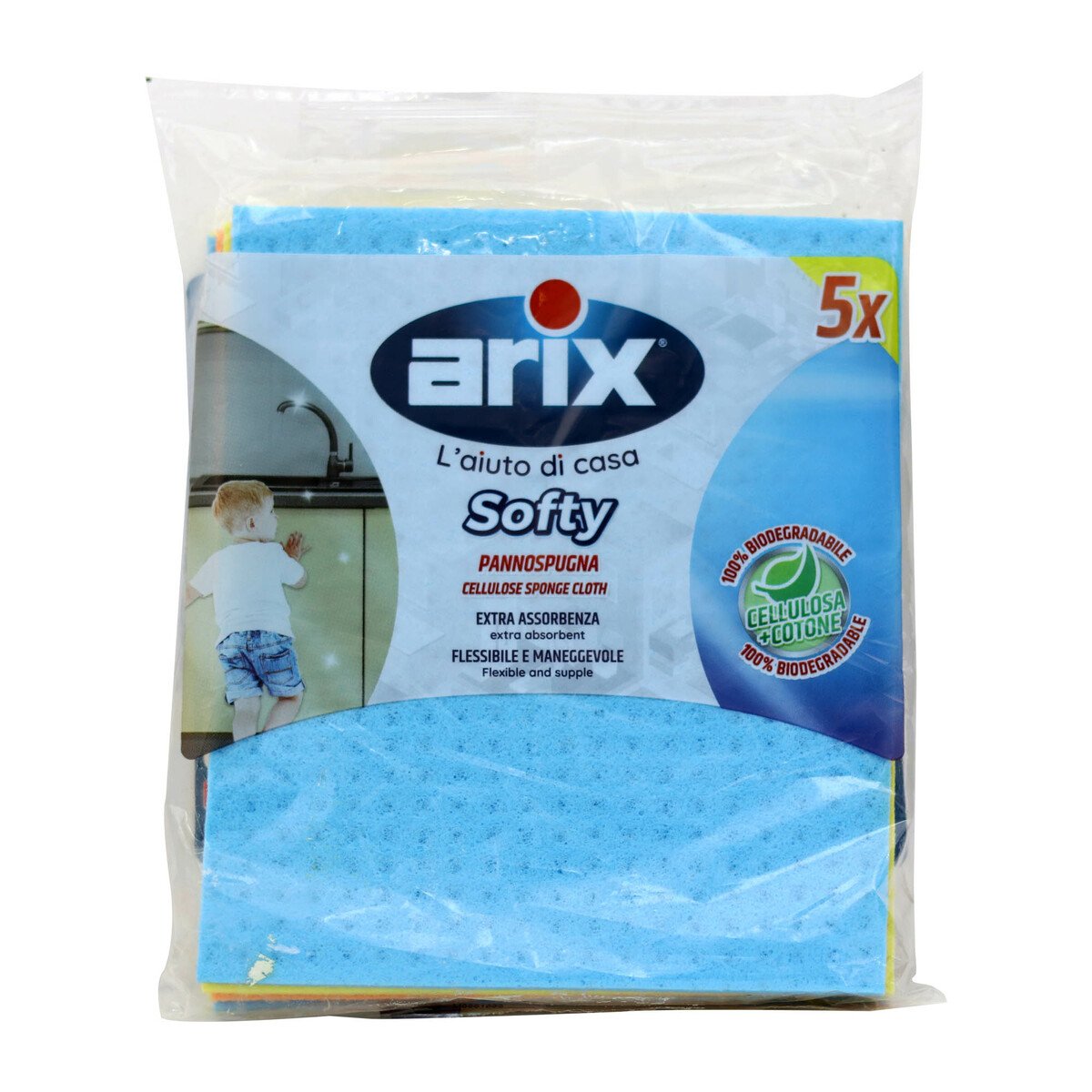Arix Cellulose Sponge Cloth Softy 5pcs