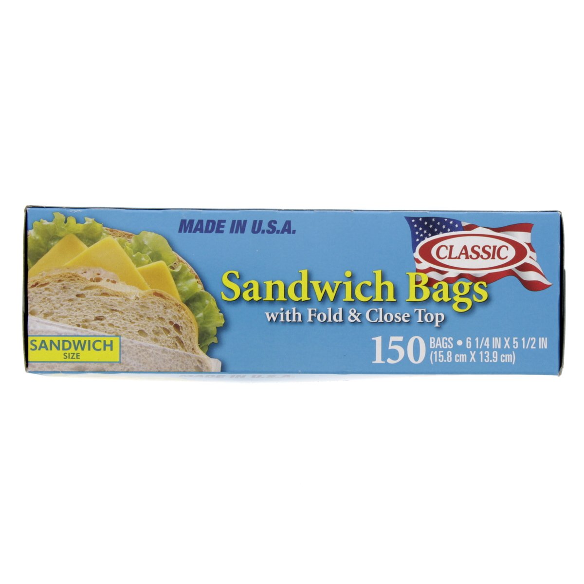 Classic Sandwich Bag With Fold & Close Top Size 15.8 x 13.9cm 150pcs