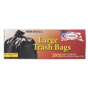 Classic Large Trash Bags 30 Gallon Size 76.2cm x 91.4cm 20pcs
