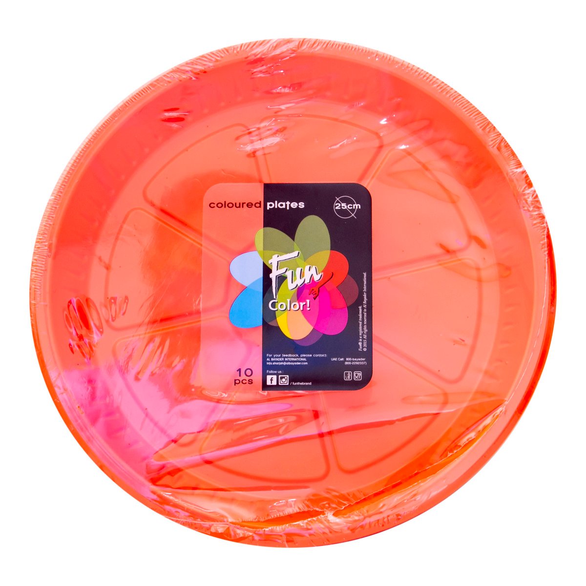 Fun Coloured Plates Orange Size 25cm 10pcs