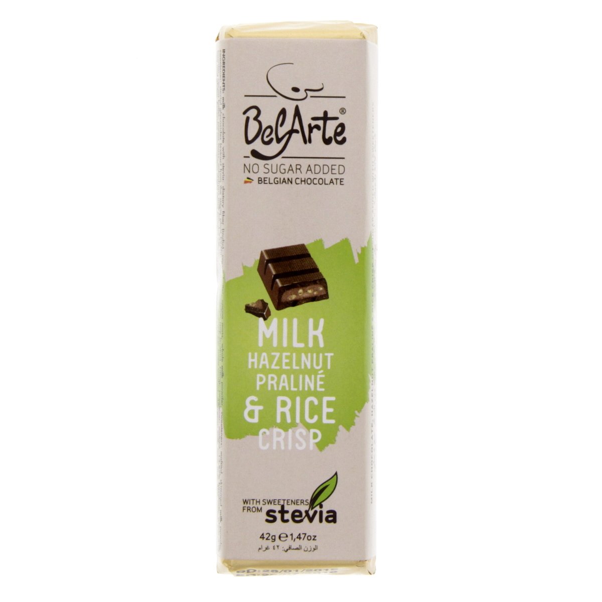 Bel Arte Chocolate Milk Hazelnut Praline & Rice Crisp 45 g