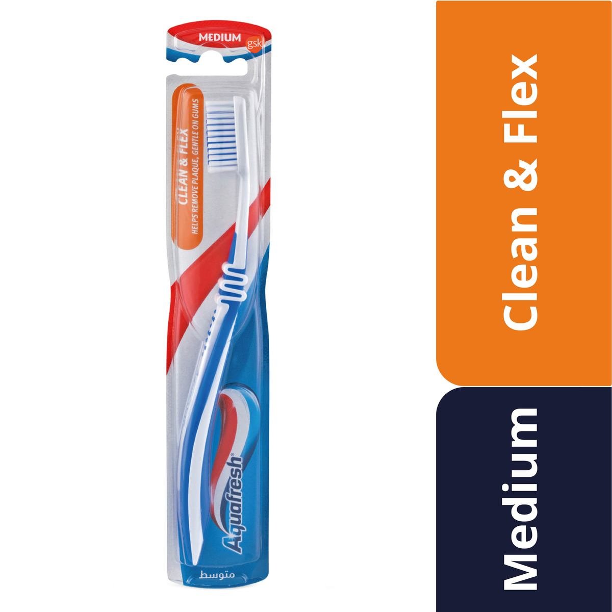 Aquafresh Clean & Flex Toothbrush Medium Assorted Color 1 pc