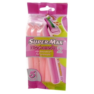 Supermax Long handle 2 With Nature strip for Women 5pcs