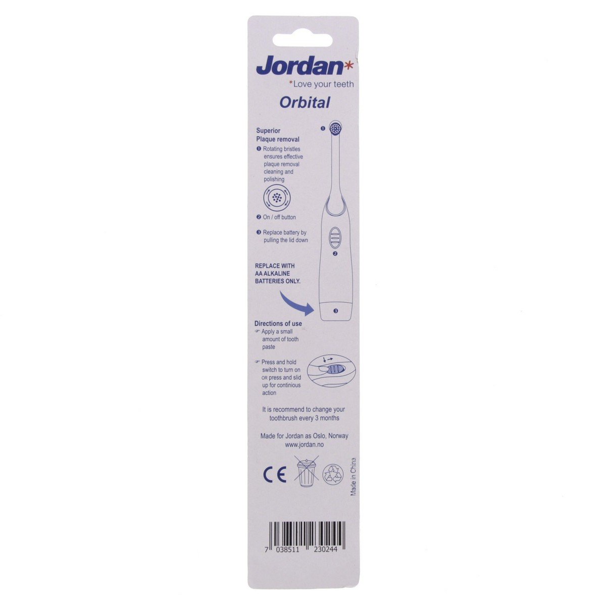 Jordan Orbital Electronic Toothbrush Assorted Colour 1 pc