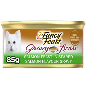 اشتري قم بشراء Purina Fancy Feast Gravy Lovers Salmon Feast In Seared Salmon Flavour Gravy Cat Food 85 g Online at Best Price من الموقع - من لولو هايبر ماركت Cat Food في الكويت