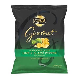 Buy Lays Gourmet Lime and Black Pepper Potato Chips 100 g Online at Best Price | Potato Bags | Lulu Kuwait in Kuwait