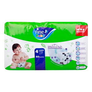 Fine Baby Baby Diapers Mega Pack Size 4 Large 7-14 kg 60 pcs