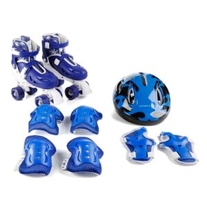 سبورتس انك حذاء تزلج مع مجموعة اكسسوارات واقية كاملة ، TE-725 ، أزرق ، متوسط