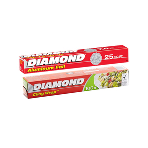 Diamond Aluminium Foil 25ft+Cling Wrap 100ft