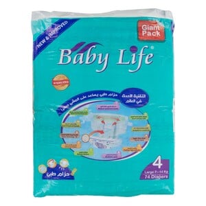 Baby Life Diapers Size 4 Large 7-14 kg Giant Pack 74 pcs