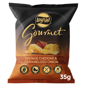 Buy Lays Gourmet Vintage Cheddar & Caramelized Onion 35 g Online at Best Price | Potato Bags | Lulu UAE in Kuwait