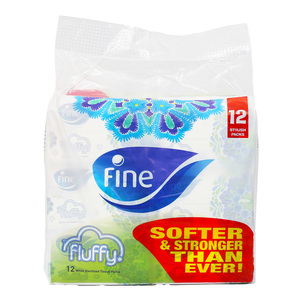 Fine Fluffy Facial Tissue 2 ply Value Pack 12 x 250 Sheets