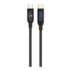 Swiss Military Type C to Type C 2M 100W Premium Braided Cable, Super Fast Charging Type C Phone, Laptop,MacBook Pro, Air Thunderbolt, Samsung Galaxy Pixel LG Android PS5 Black, SM-CB-CC100W-BLK