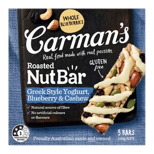 Carman's Roasted Nut Bar Greek Style Yoghurt Blueberry & Cashew 160 g