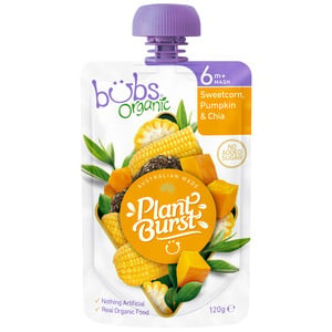 Organic Bubs Baby Food Sweet Corn Pumpkin & Chia 6m+ 120 g