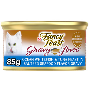 اشتري قم بشراء Purina Fancy Feast Gravy Lovers Ocean Whitefish & Tuna Feast In Sauteed Seafood Cat Food 85 g Online at Best Price من الموقع - من لولو هايبر ماركت Cat Food في الكويت