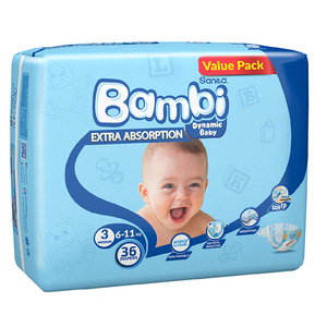 Sanita Bambi Baby Diaper Value Pack Size 3 Medium 6-11kg 36 pcs