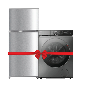 Toshiba Double Door Refrigerator, 608L, Silver, GRA820U-X(S)-R + Front Load Washing Machine, 10 kg, 1400 RPM, Silver, TW-BK100GF4B(SK)