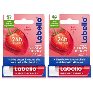 Labello Lip Balm Moisturising Lip Care Strawberry Shine Value Pack 2 x 4.8 g