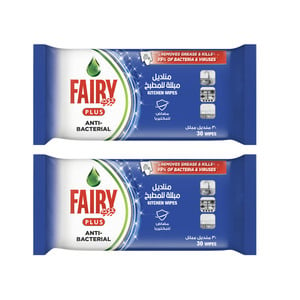 Fairy Plus Anti-Bacterial Kitchen Wipes 2 x 30 Sheets