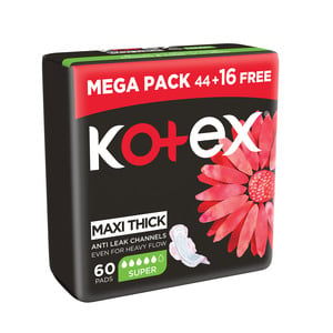 Kotex Maxi Protect Thick Super Size Sanitary Pads with Wings 60 pcs