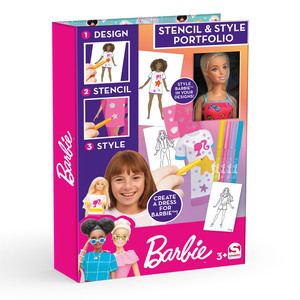 Barbie Stencil & Style Portfolio Drawing Set With Fashion Doll BRB5688
