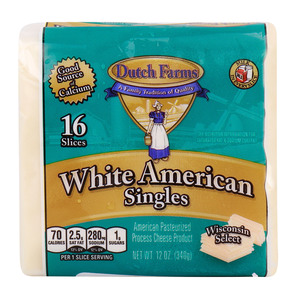 دوتش فارمز شرائح جبنة بيضاء أمريكية فردية ، 340 جم