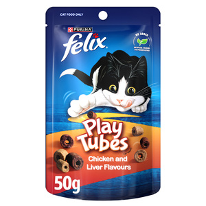 Purina Felix Play Tubes Chicken And Liver Flavour Cat Treats 50 g
