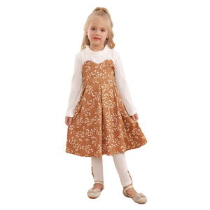 دي بيكرز طقم ملابس بناتي بأكمام طويلة ، H6090 ، أبيض - بني ، 7-8 سنوات